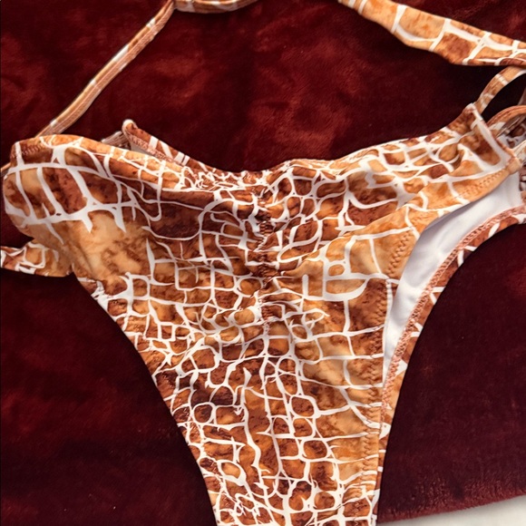 Fashion Nova Brown & White Giraffe-Print Strappy Bikini - Picture 3 of 5
